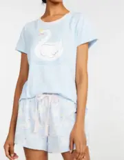 NEW PETER ALEXANDER SWAN PRINCESS TEE TOP + SHORTS PJ SET XL RRP$99.90 BLUE