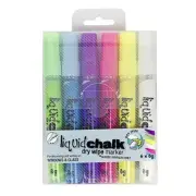 Texta #0400570 Liquid Chalk Marker Dry Wipe Bullet Assorted Wallet Of 6