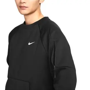 Nike 長袖上衣 Therma-FIT 男款 黑 白 刷毛 拉鍊口袋 保暖 訓練 運動 FB8506-010