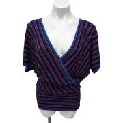 New Buffalo David Bitton Size Medium Y2K Sweater Banded Hem Short Dolman Sleeves