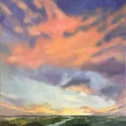 Original One Of A Kind, Landscape/ Sky , Oil Painting 14” X 14” Canvas