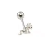 14 Gauge Tongue Barbell Surgical Steel with Woman Design on Top Tongue Piercings
