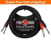 Pig Hog PD-21406 Dual 1/4" TS Mono Male to Male Plug Noise Free Audio Cable 6ft