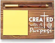 Christian Desk Organizer, Bible Verse Sticky Note Holder, Ephesians 2:10 Created with a Purpose, Religious Gifts for Christians, Pastors, Church Leaders, Believers TZP97
