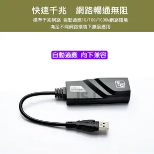 【JSJ】USB轉RJ45高速有線網卡 有線千兆網卡 網路卡轉接 RJ45 USB外接網卡 帶線網卡 (7.4折)