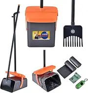 ilongood Pooper Scooper Swivel Bin & Rake Kit with 55 Waste Bags, 46" Long Handle Adjustable Portable Non-Breakable Dog Pooper Scooper Easy to Clean Pet Waste