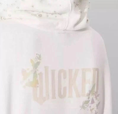 Wicked x Target Paul Tazewell White Pearl Embellished Crop Top Zip Up Hoodie L