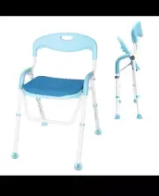 Folding Shower Chair Bath Toilet Seat W/ Cushion Shower Stool Height Adjustable