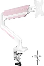 suptek Monitor Mount for 13-32 Inch LED LCD Screen up to 9 kg, Monitor Arm with Gas Spring, 360° Rotatable Height Adjustable Swivelling Tilt, Monitor Mount VESA 75 x 75/100 x 100 mm, White/Pink
