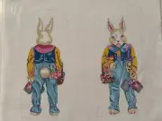 Painter Peter Rabbit (AE08) The Gingham Stitchery Needlepoint Canvas