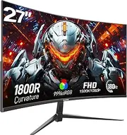 Gawfolk 27 Inch 180HZ Curved Gaming Monitor Full HD 1080P with FreeSync,1800R Frameless Computer Monitor, Low Motion Blur, Eye-Care Technology, DisplayPort, HDMI, Wall Mountable-Black