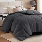 Wichvens Comforter Quilt Duvet Insert, All-Season Down Alternative Comforter with Corner Tabs, Soft Microfiber Box Stitched Blanket for Kids, Teens, or Adults - Grey - Double(180 * 210cm)