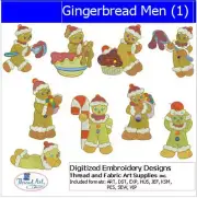 Embroidery Design Set - Gingerbread Men(1) - 10 Designs - 9 Formats - USB Stick