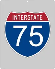I-75 metal Interstate 8" x 10" highway sign - Orlando to Atlanta to Detroit