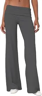 [Lordree] Women Low Waist Flare Leggings Fold Over Skinny Yoga Pants Wide Leg Stretchy Bootcut Bell Bottoms Lounge Sweatpants