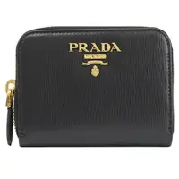 在飛比找PChome24h購物優惠-PRADA 1MM268 浮雕LOGO水波防刮拉鍊零錢包.黑