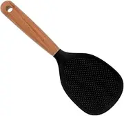 Alipis Non Stick Silicone Rice Spoon with Ergonomic Wood Handle Rice Scooper for Kitchen Cooking Heat Resistant Utensil for Effortless Serving and Easy Cleaning Black