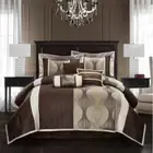 Comforter Set Geometric Size 7-Piece Bedding Pillow Bed Embroidery Shams Luxury