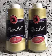 NEW 2 Gold maxilock 3000Yd spools 100% polyester overlock sewing thread TEX 27