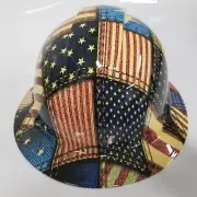full brim hard hat custom hydro dipped IN AMERICAN PATCHWORK AMERICAN THREADS