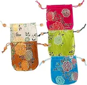 MOBUTOFU 5pcs Drawstring Jewelry Pouches present Bags Elegant Storage for Weddings Parties Birthdays Light Lake