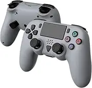 GAMFAMI Wireless Controller Compatible with PS5/PS5 Pro/PS5 Slim/PC - Wireless Controller with Built-in Advanced Back Buttons Programming/Speakers/Precise Joysticks/Turbo (Blue Gray)