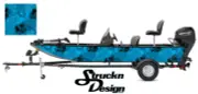 Grunge Hexagons Boat Wrap Vinyl Graphic Decal Kit Fish Bass Fishing Light Blue