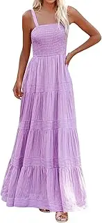[Generic] Womens Casual Summer Boho Maxi Dresses Belted Striped Sleeveless Dress Long Beach Dress Short Black Shirt Women Midi Sleeveless Party Dresses Sexy Birthday Lilac Bridesmaid Ever Pretty