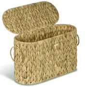Toilet Paper Storage Basket, Water Hyacinth Slim Toilet Paper Holder with Lid...