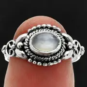 Natural Gray Moonstone 925 Sterling Silver Ring s.7 Jewelry R-1286