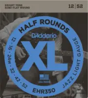 D'Addario Half Rounds, Jazz Light, 12-52 Electric Guitar Strings EHR350