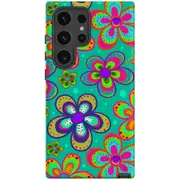 For Samsung Galaxy S24 Ultra Tough Protective Cover, Retro Floral Design
