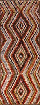 Geometric Moroccan Oriental Runner Rug Wool Hand-knotted Hallway Carpet 3x9
