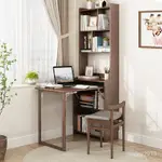 實木書桌書架組合 書桌書櫃一體實木轉角書桌書櫃書架組合一體 實木桌 電腦桌 書桌 實木書桌 學習桌 桌子