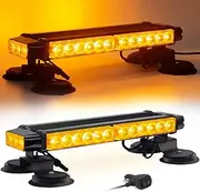 Esoldnic LED Strobe Flashing Light Bar, 30 LEDs Double Side Amber Beracon Light Bar, Magnetic Emergency Hazard Flashing Beacon with Magnetic Mounts for Snow Plow Truck Construction Vehicle (12-24V)