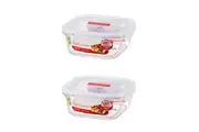 2x Locknlock 750ml Euro Square Borosilicate Glass Food Container Storage w Lid