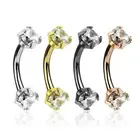 4 Pc 3mm Prong Set CZ Curve Barbell Eyebrow Ring Lip Rook Daith Snug Piercing