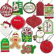 Christmas Tags 60 Count with Untied String (15 Assorted Glitter, Foil, Printed Designs for DIY Xmas Present Wrap and Label Package Name Card)