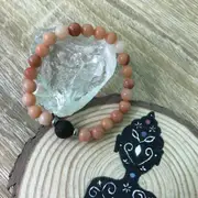 Child's Pink Aventurine and Lava Stone Aromatherapy Diffuser Bracelet - Handcrafted - Abundance and Growth