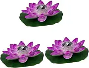 OFFSCH 3pcs Lotus Flower Led Lights Floating Solar Lotus Lamp for Courtyard Pool Solar Lotus Lamp Wishing Light