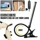 LED Table Bedside Desk Lamp with Clamp Eye-Care Study Reading Light Dimmable USB