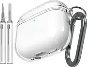 Oiltomn Clear case Compatible with AirPods 4 with Active Noise Cancellation, Anti-Yellowing Clear case for airpods 4th Generation case with Keychain and Cleaner Kit （Clear）