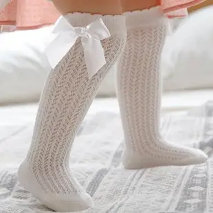 嬰兒白色襪子棉質一周歲抓周百天女童滿月公主兒童過膝女寶寶夏季
