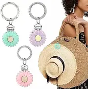[Generic] 3Pcs Hat Clip for Travel Flower Hat Holder for Travel on Bag Elastic Clip Hat Companion for Women