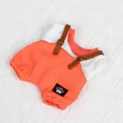 Labubu Baby Clothes 17cm Labubu Cloth Clothes Heartbeat Macaron Vinyl Face Doll Baby Clothes Replacement——style:Wind Chasing Youth (Orange) Two Piece Set