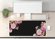 Woutay Desk Pad,Flowers Black,Extended Large Computer Keyboard Mouse Mat Desk Pad