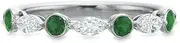 [HEARTS AND YOU] 2ct Round Cut Emerald Alternate Moissanite Half Eternity Band Yellow Gold Plated