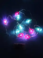 LED String Lights Green Pink Balloons 6 Foot Strand Indoor Battery Operated NEW