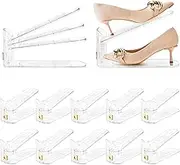 Eorbow 10 Pack Clear Shoe Slot Organizer, 11" Adjustable Shoes Stacker for Closet, Double Deck Display Shelf for a Pair of Shoes, Anti-slip Shoe Rack Holder Storage Space Saver
