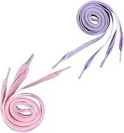 [Minkissy] 2 Pairs Wide Flat Shoelaces Purple Pink Stylish Shoe Strings for Sneakers Boots Loafers Enhance Your Footwear with Unique Color Combinations